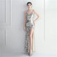 Colorful Sequin Sling Split Sheath Long Dinner Party Dress EX-STOCK Canada