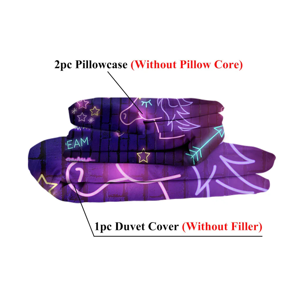 Star Bedding Neon Pattern 3 Piece Black Duvet Cover Set EX-STOCK Canada