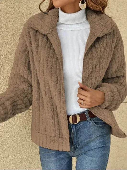 Fall Winter Casual Women Thick Fleece sherpa Lapel Cardigan sweater Jacket - EX-STOCK Canada
