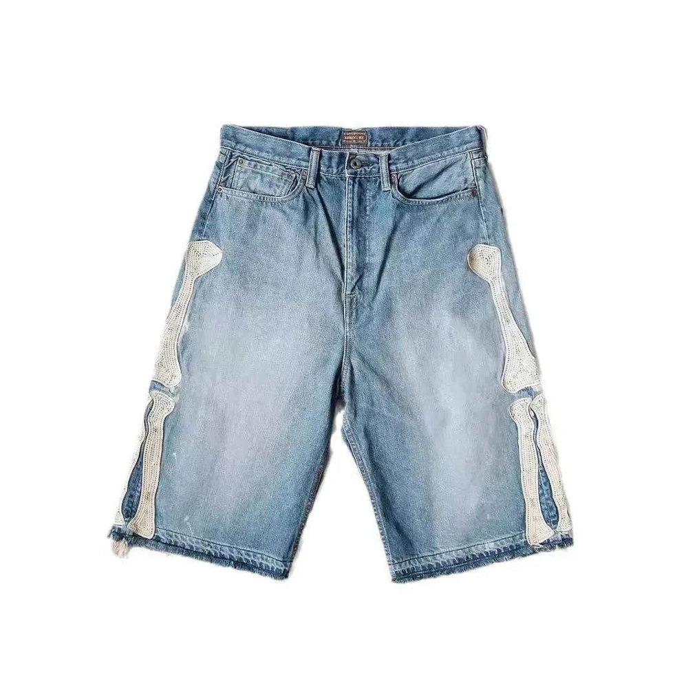 Hip Hop Shorts - Bones Shorts Design Denim Shorts for Men - Jeans shorts - EX-STOCK Canada