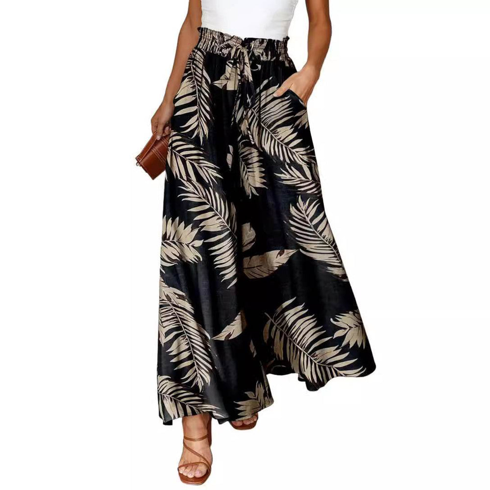 Printed Comfortable Casual High Waist Wide-leg Floral Palazzo Trousers women - EX-STOCK Canada
