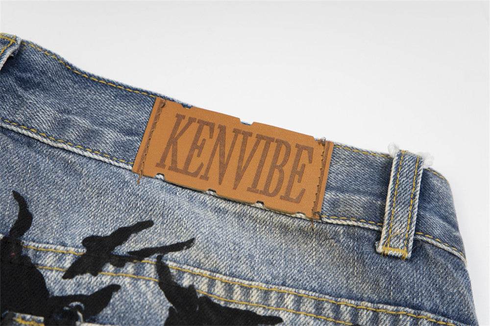 Punk Make Old Ripped Letter Denim Trousers Men Jeans - EX-STOCK Canada