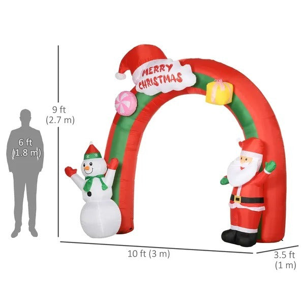 9ft Christmas Inflatable Archway With Santa Claus And Snowman For Outdoor, Blow Up Decoration With LED Lights EX-STOCK Canada