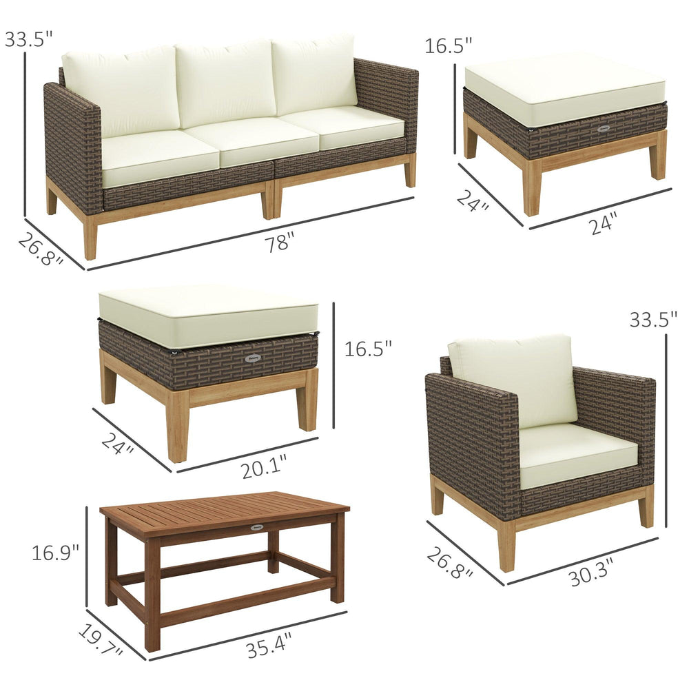 Patio Furniture Set w/ Cushions, 5 PCs PE Rattan Conversation Furniture Set, Cream White EX-STOCK Canada