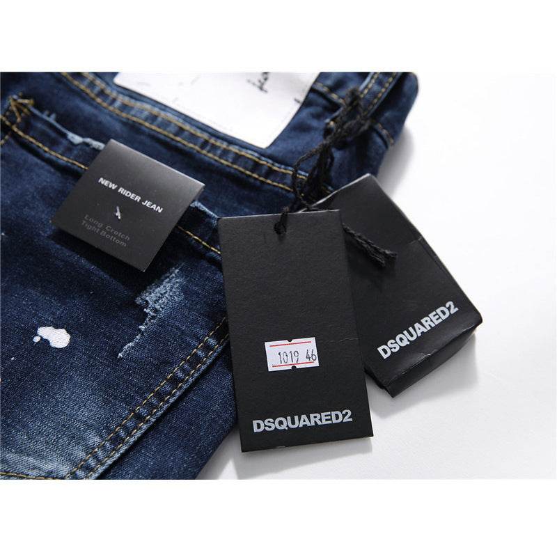 men jeans famous D2 Men slim jeans pants mens denim trousers zipper blue hole Pencil Pants - EX-STOCK Canada