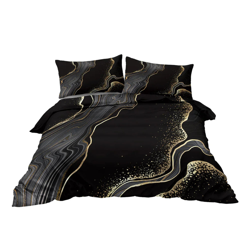 Black Gold Grey Marble Bedding Watercolor Marble Duvet Cover Set Abstract Chic Printed Design Quilt Cover Single 1 Duvet Cover 2 Pillowcases EX-STOCK Canada