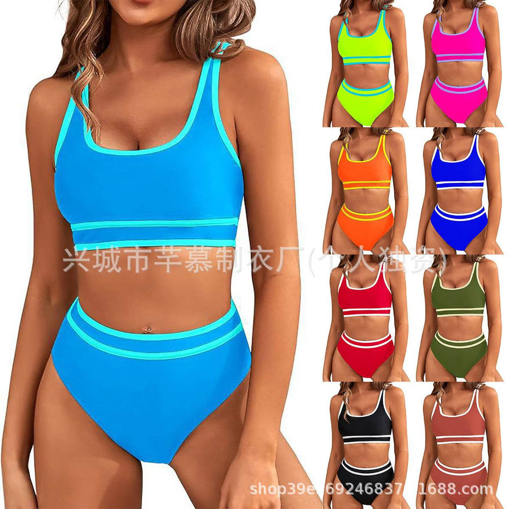 Bikini Tight-fitting Solid Color Swimsuit For Women - EX-STOCK Canada