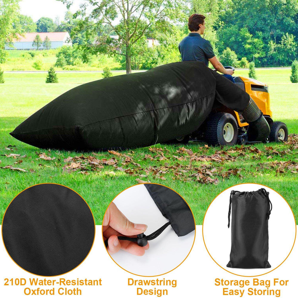 Bolsa para hojas de tractor de césped para cortacésped montado, bolsa de hojas reutilizable de gran capacidad, bolsa recogedora de césped negraEX-STOCK Canada