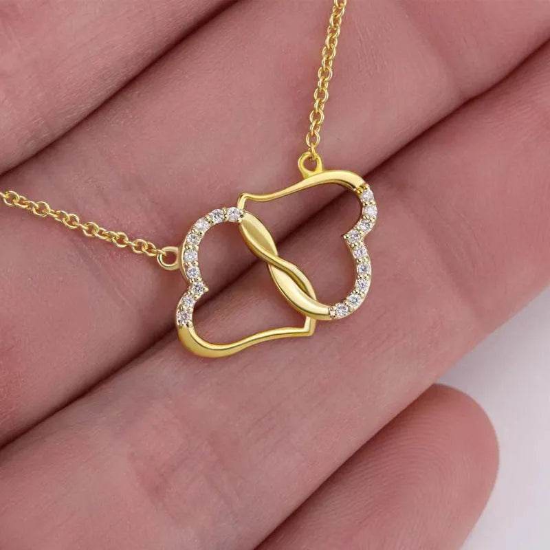 Fashion Double Heart Love Necklace With Rhinestones Inlaid Zircon Mother Valentine's Day Gift - EX-STOCK Canada