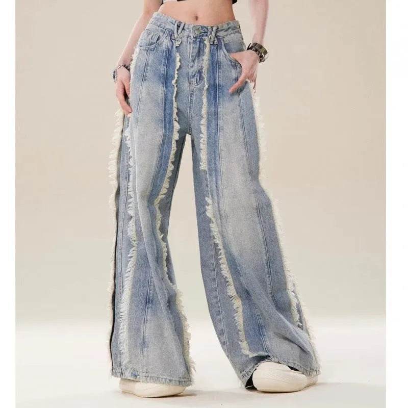 Jeans Destroyed Loose Burrs Wide Leg Bootcut Pants - EX-STOCK Canada