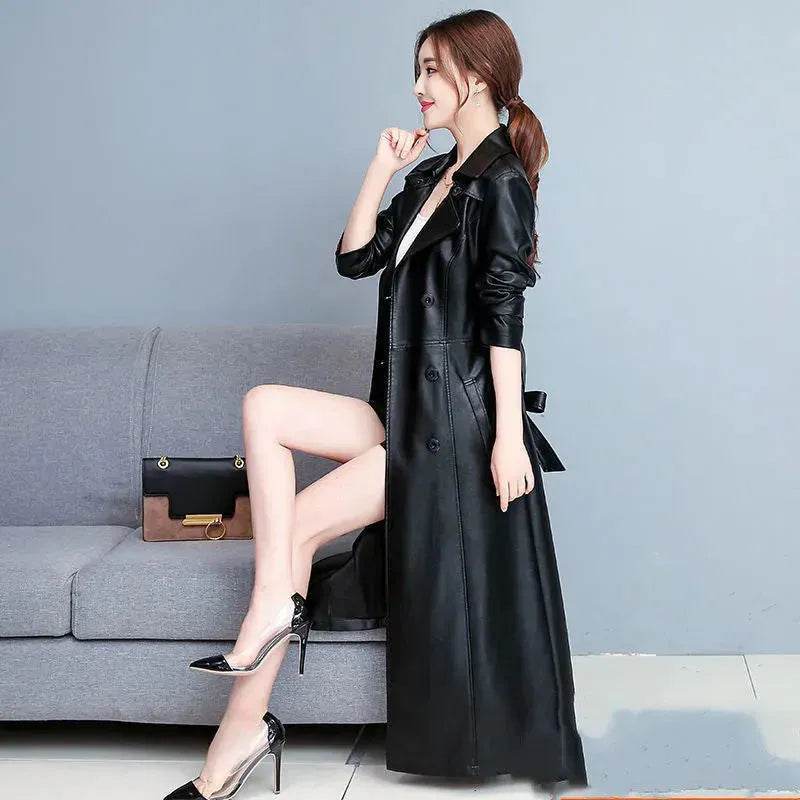 Slim fit Long Sleeve Leather Blazer Dress formal Winter dress - EX-STOCK Canada