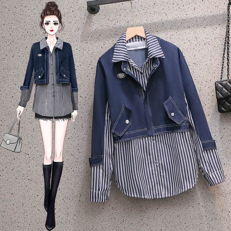 Casual Denim Jacket Fake Two-piece Suit Women EX-STOCK Canada