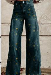 New 3D Thermal Transfer Speaker Simulation Denim Trousers Loose Pants All-matching