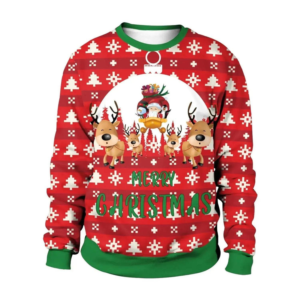 Men And Women Digital Printing Christmas Round Neck Sweater Tops - EX-STOCK Canada