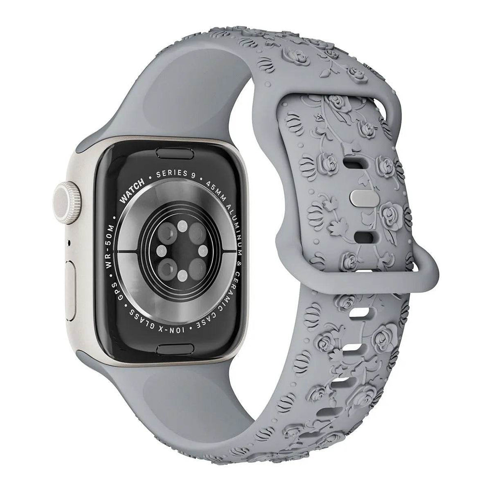 Embossed Rose Silicone Watch Strap - EX-STOCK Canada