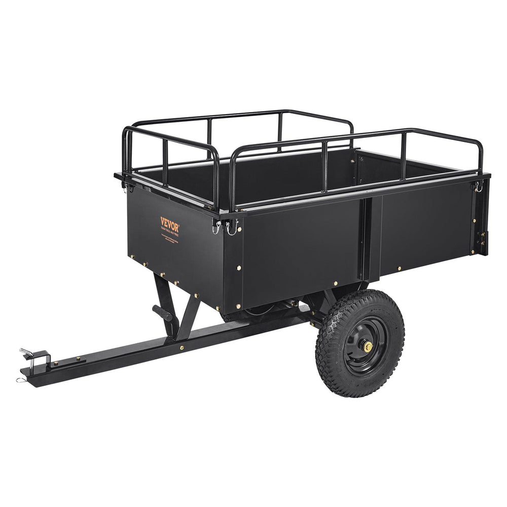 Remorque à benne en acier VEVOR pour VTT, 750 livres 15 pieds cubes, remorque utilitaire de jardin avec côtés amovibles pour tracteur tondeuse autoportéeEX-STOCK Canada