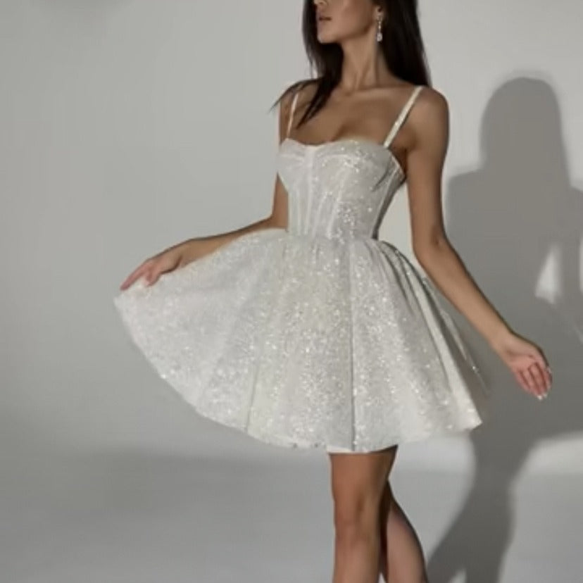 White Silver Spray Skirt Wedding Dress Dinner Suit EX-STOCK Canada