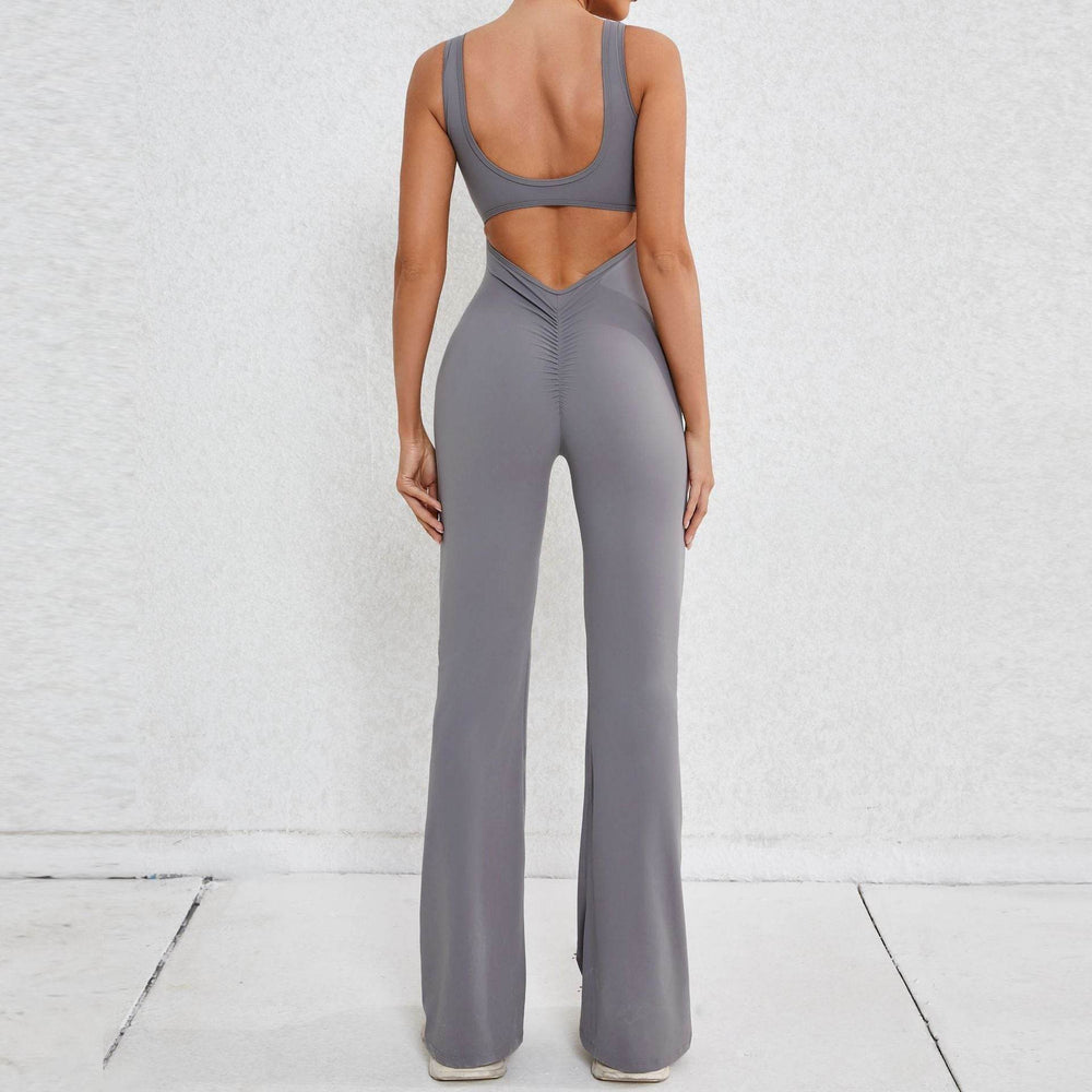 Hollow Back Workout Jumpsuit Sports Athleisure Yoga Wide Leg Jumpsuit - EX-STOCK Canada