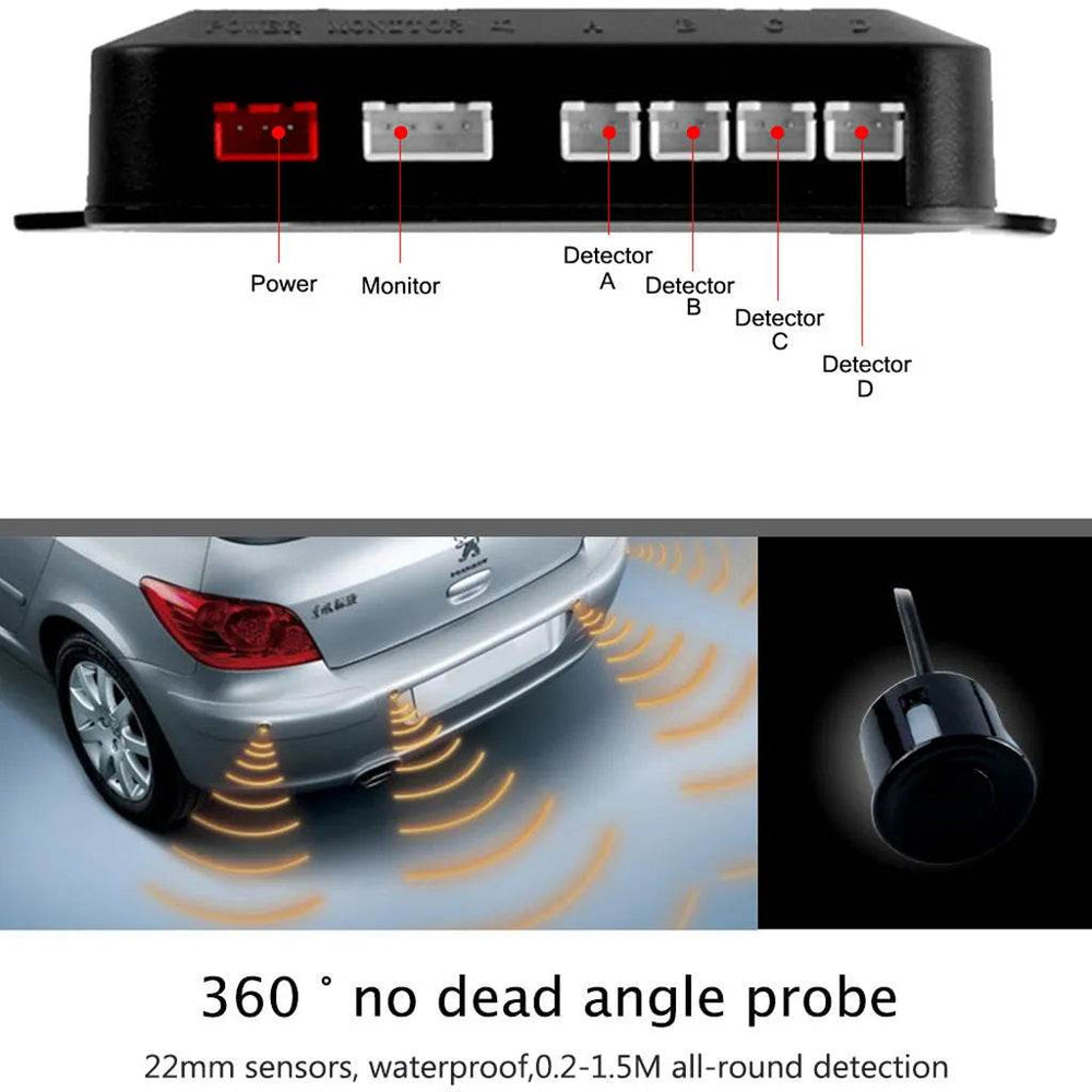 Auto Car LED Crescent Buzzer Radar Parking Sensor 4 Probes Car Camera - EX-STOCK Canada
