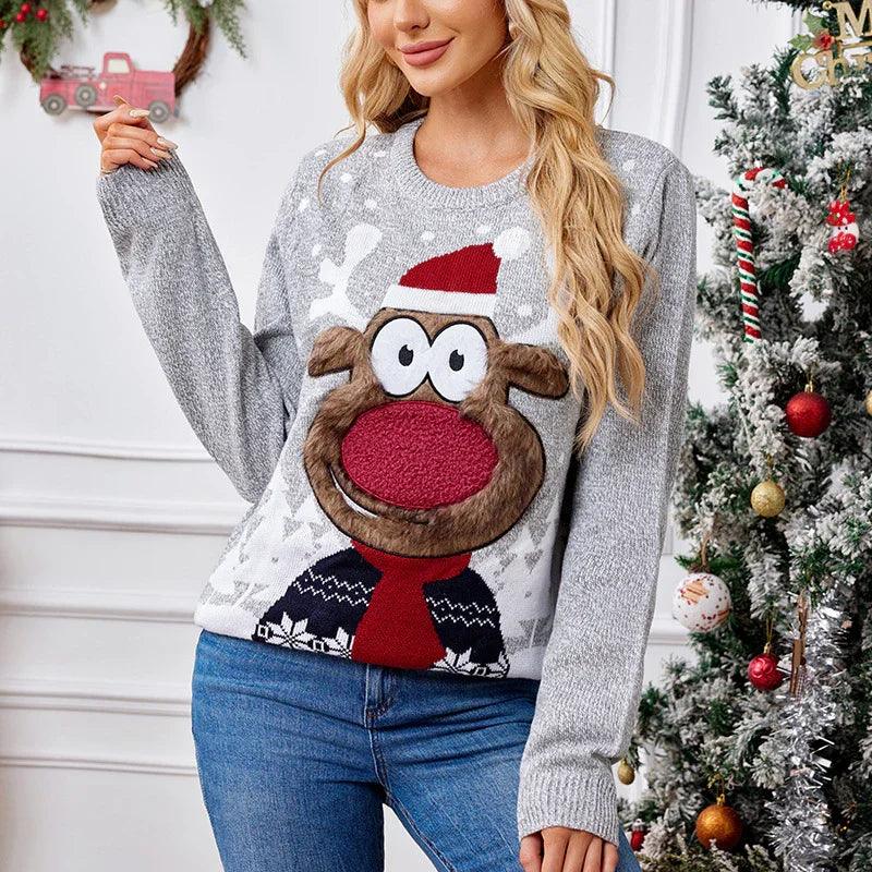 Pull-over gris ample et décontracté pour parent et enfant pour NoëlEX-STOCK Canada