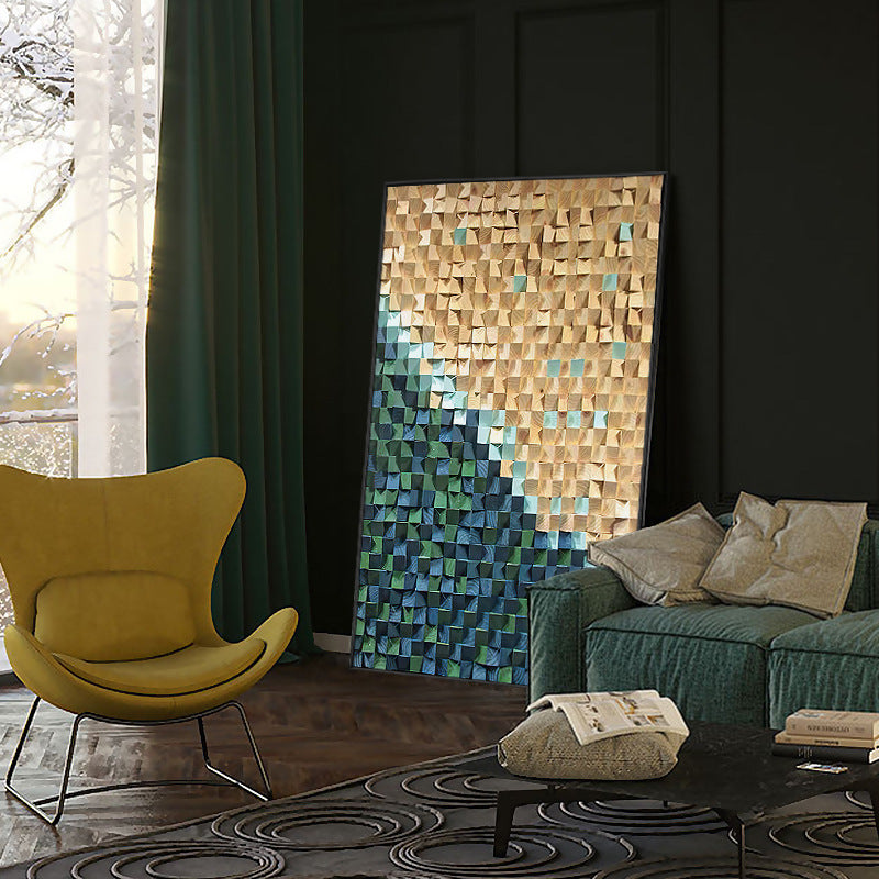 Modern Light Luxury Living Room Decorative Painting Colored Geometric Blocks