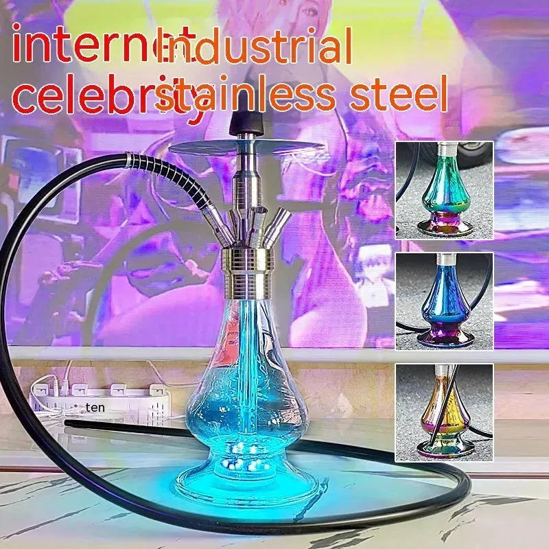 Arabic Hookah Full Set Bar Kettle Stainless Steel Large Single And Double Tube - EX-STOCK CANADA