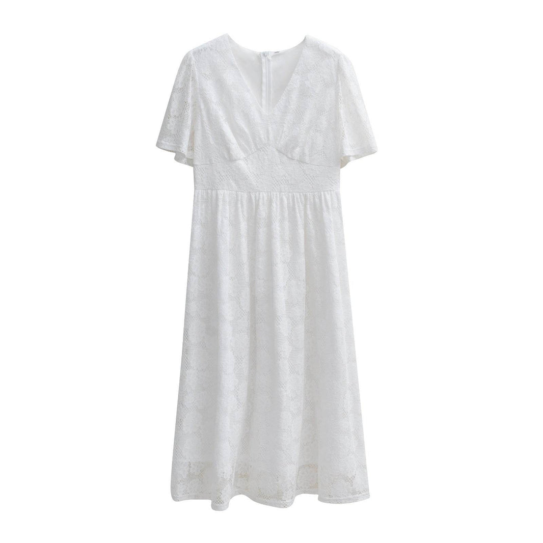 Fashion V-neck Lace Dress Summer Elegant Short Sleeve Long Dresses For Women - EX-STOCK Canada