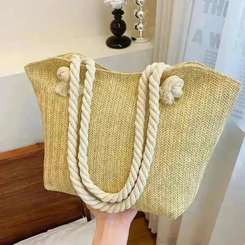 Borsa per spalle in spiaggia con paglia di grande capacità