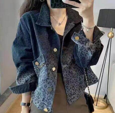 Black Retro Leopard Print Denim Jacket For Women - EX-STOCK Canada
