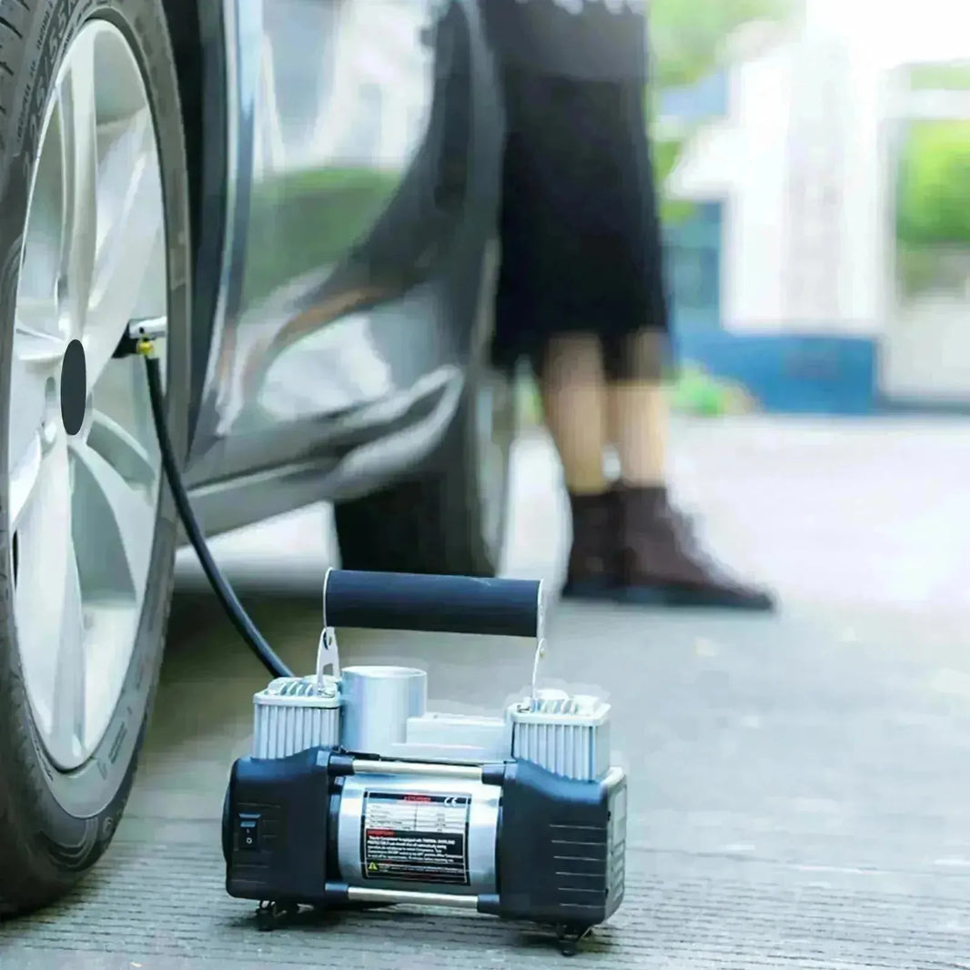 Compresseur d'air de pneu de voitures à double cylindre en métal haute puissance portable