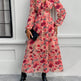 Fashion Florals Print Long Sleeve Dress Casual Holiday Tight-waisted V-neck Dresses Women Clothing - EX-STOCK Canada