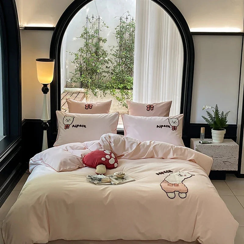 Cartoon Cute Style Cotton Sanding Duvet Cover Bed Sheet Bedding EX-STOCK Canada