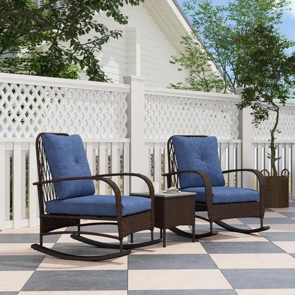 Sillón Tumbona de Ratán, Conjunto de Muebles de Patio de MimbreEX-STOCK Canada