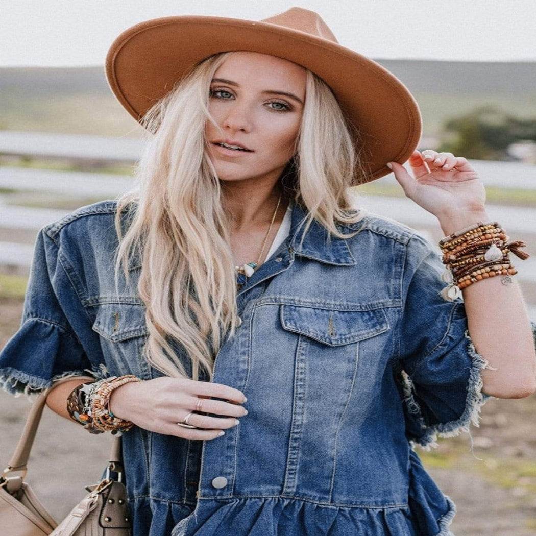 Ruffled Short Sleeves Tops For Women Loose Denim Jacket - EX-STOCK Canada