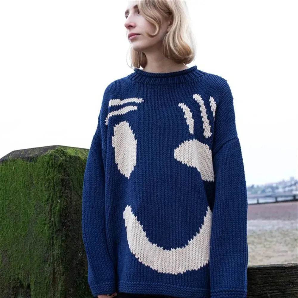 Ugly Christmas Knitted Sweater Women's Long-sleeved Round Neck Yarn-dyed Printed Top Women's - EX-STOCK Canada