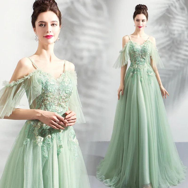 Off-the-shoulder Mint Green Bridal Wedding Dinner Annual Party Dress EX-STOCK Canada