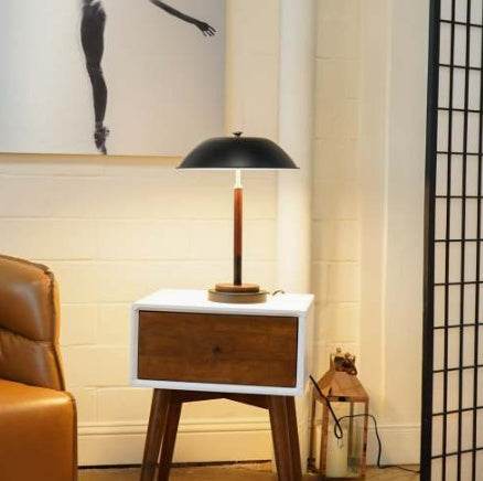 High Quality Hotel European Modern Bed Side Nightstand Decorative Led Table Desk Lamp, Cosmiclume Black Umbrella Shaped Table Lamp - Walnut - Bronze 110V - EX-STOCK Canada