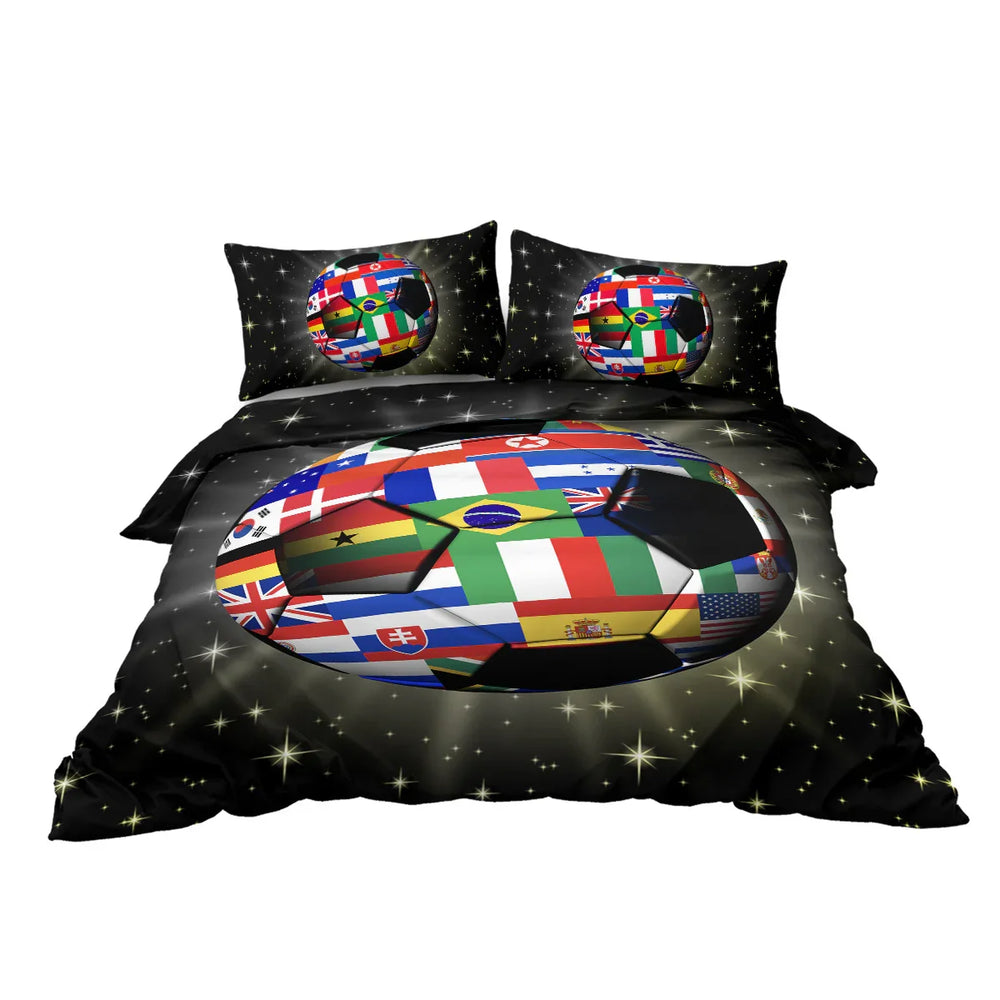 3D Soccer Ball Bedding Set Football World Flags Print Duvet Cover Sets For Teen Boys Sports Bedding Sets Universe Stars Black Bed Quilt Cover EX-STOCK Canada