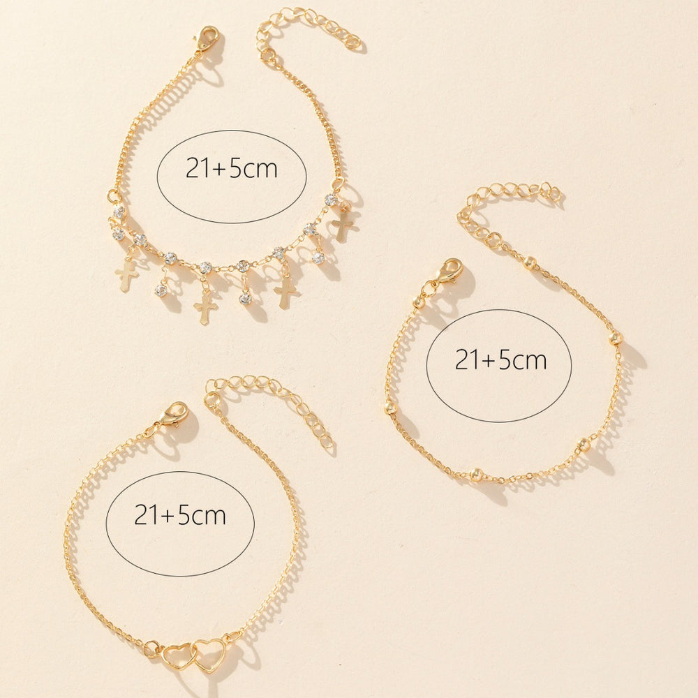 Bohemian Multi-Layer Anklet Set – Cross, Heart & Charm Designs