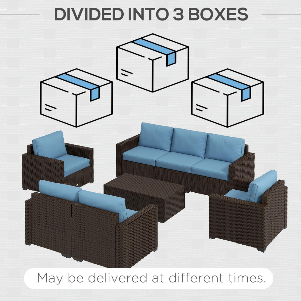 Patio Furniture Set, Cushions, Sofa, Loveseat, Storage Table, Blue EX-STOCK Canada