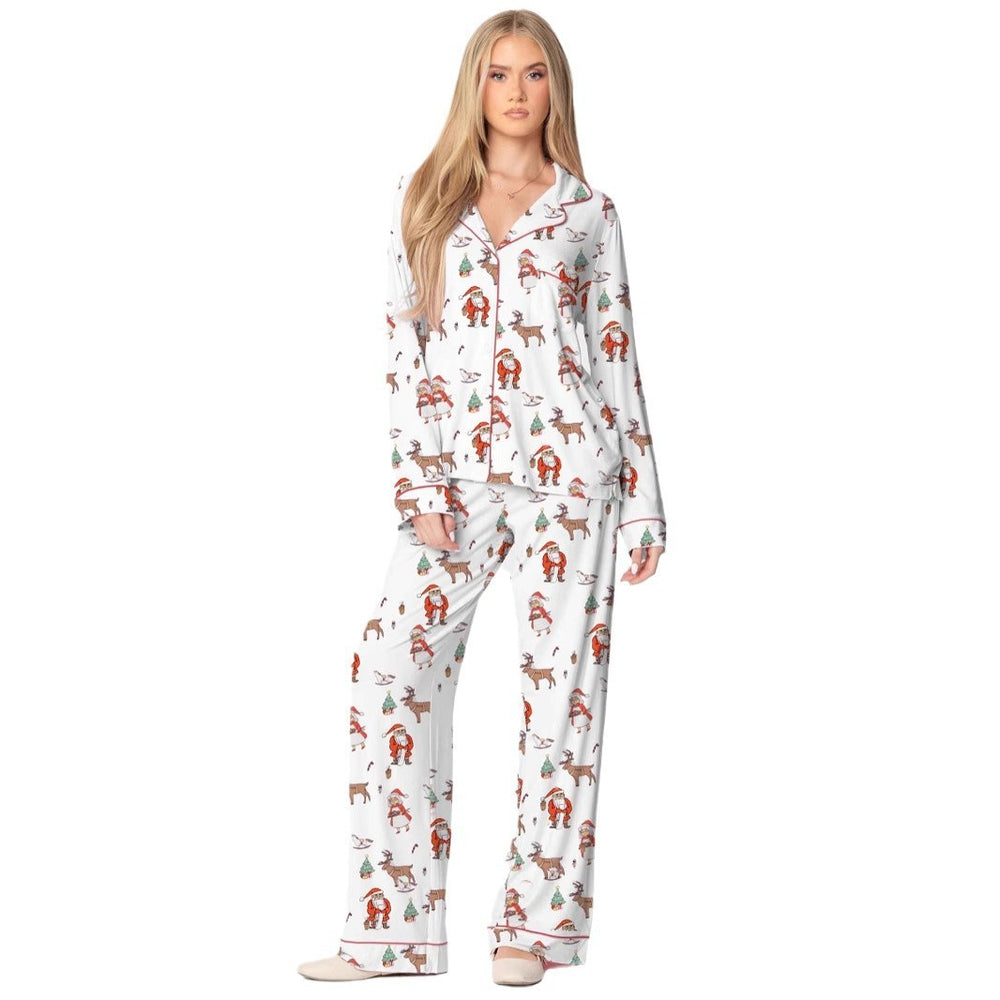 Christmas Printed Long-sleeved Trousers Autumn Ladies Home Leisure Suit EX-STOCK Canada