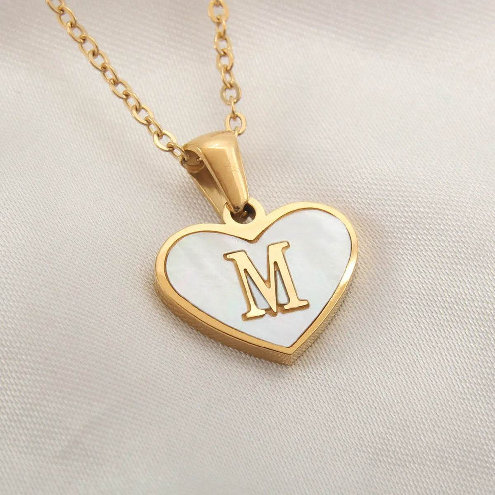 26 Letter Heart-shaped Necklace White Shell Love Clavicle Chain Fashion Personalized Necklace For Women Jewelry Valentine's Day - EX-STOCK Canada