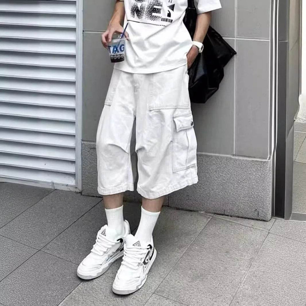 All-matching Loose Straight Cargo Cropped Baggy Pants Casual Trendy - EX-STOCK Canada