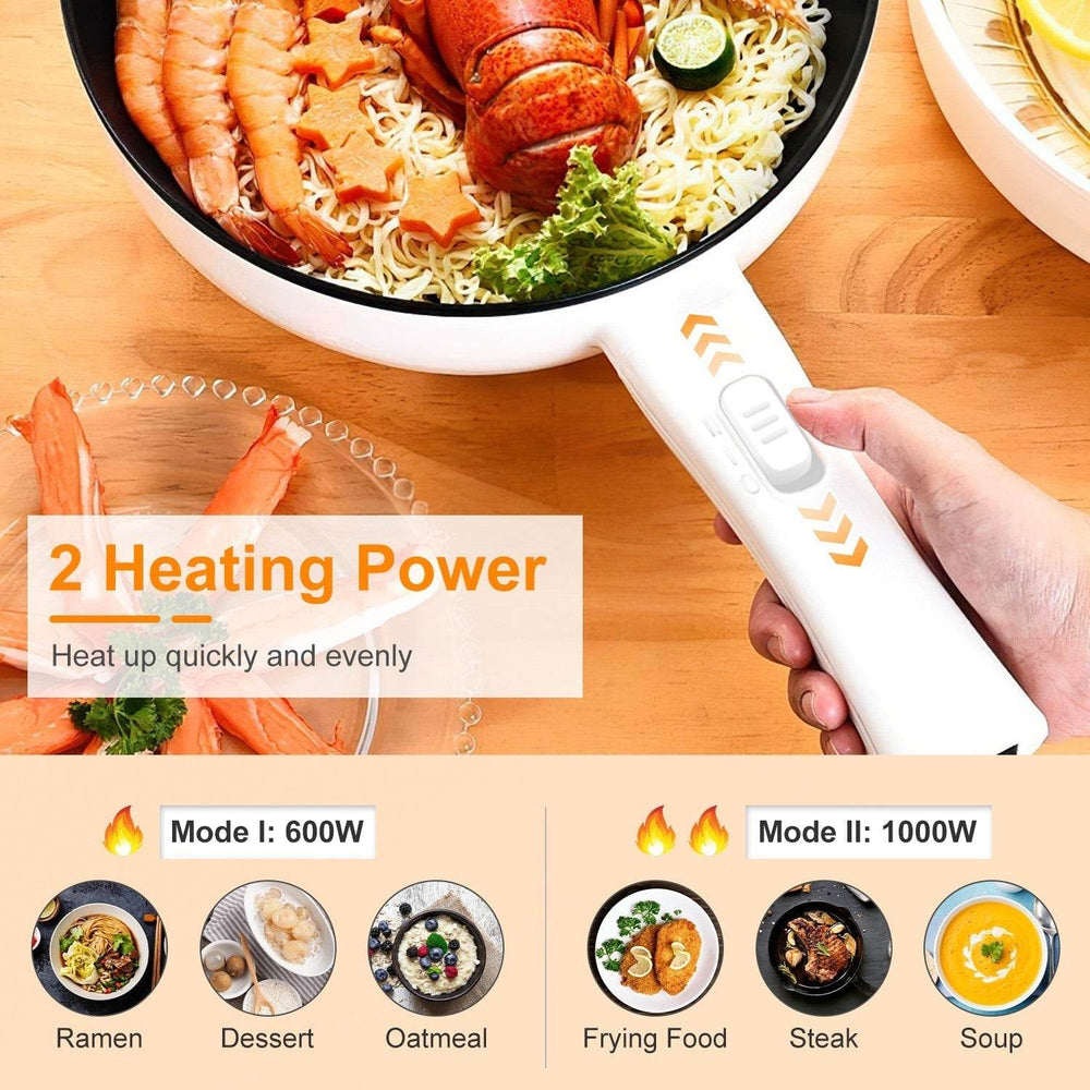 Electric Hot Pot Non-Stick Frying Pan Portable Rapid Noodles Cooker Electric Skillet - EX-STOCK Canada