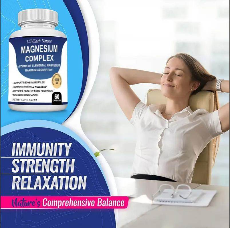 Magnesium Complex Supplement With Multiple Elemental Magnesium 90 Capsules - EX-STOCK Canada