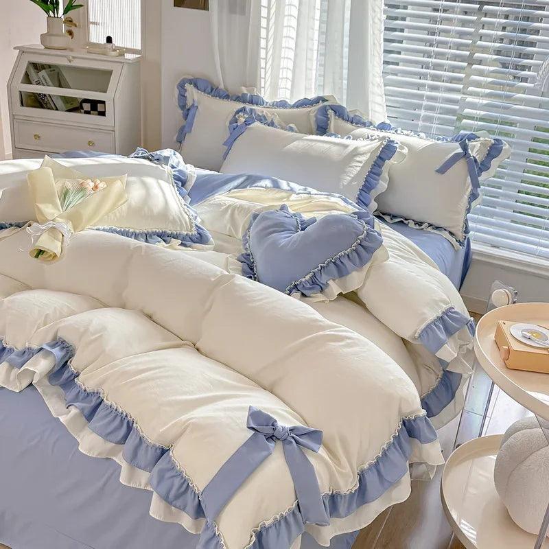 Solid Color Lace Bedsheet And Duvet Cover EX-STOCK Canada