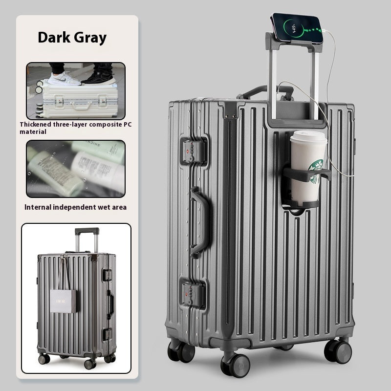 Large Capacity Travel Aluminum Frame Password Luggage | EX-STOCK Canada