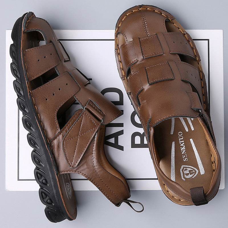 Men's Leather Sandals Soft Bottom Non-slip  EX-STOCK CANADA