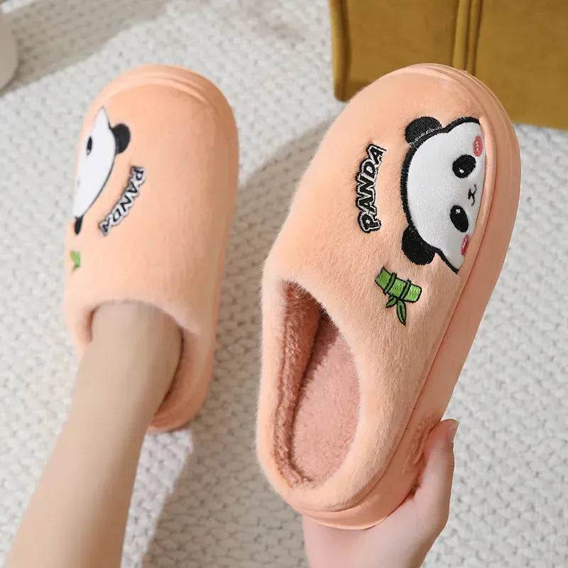 Cute Cartoon Panda Slippers Home Winter Warm Thick-soled Floor Bedroom Slipper Couples House Shoes - EX-STOCK Canada