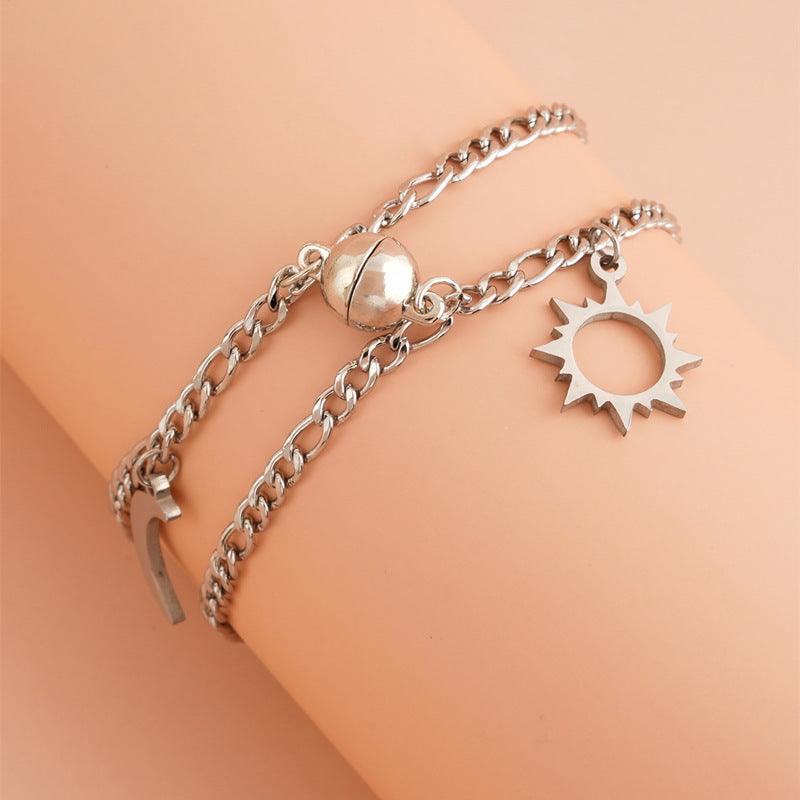 Edelstahl Sonne Mond Kugel Magnetische Befestigung Paar Armband - EX-STOCK Canada